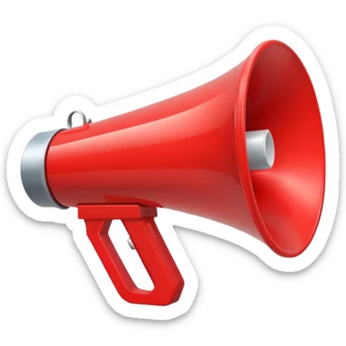 megaphone with a play button sticker