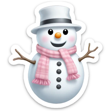 Cute white and light pink snowman sticker
