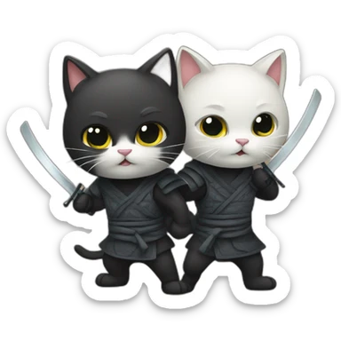 two cute cats ninjas sticker