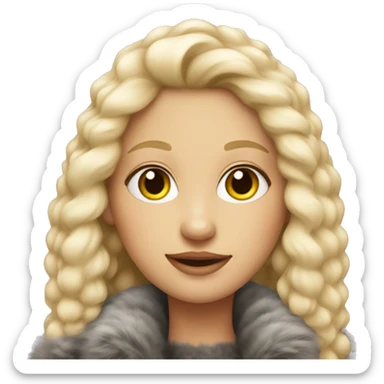 Blonde girl in fur jacket  sticker