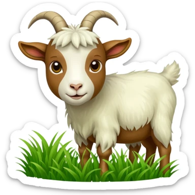 goat in the process of munching grass sticker