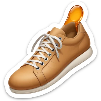 3D Apple-style emoji of a human foot wearing a sneaker, fully visible, stepping firmly on the ground, leaving a clear shoe print under the sole. Rounded, glossy, smooth, soft shadows, white background.



 sticker