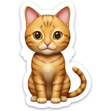 A 3D cartoon golden tabby Bengal cat with realistic striped pattern, warm lighting, natural depth, Memoji-style cinematic detail. full body or half body. sticker