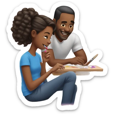 daughter paints dad's nails sticker