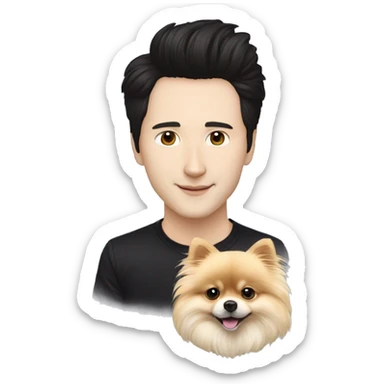 Pavel Durov and long hair Pomeranian dog, lambogini sticker