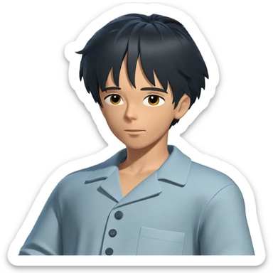 boy in pajamas with shadow sticker