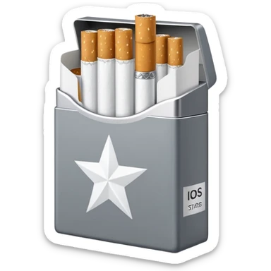 7 stars grey shining cigaret pack with a few little white cigaret inside sticker