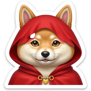 Shiba Dog in red collar cloak sticker