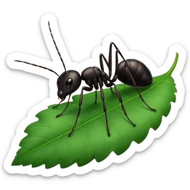a black ant on leaf sticker