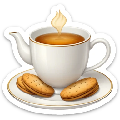white cup of tea with biscuits  sticker