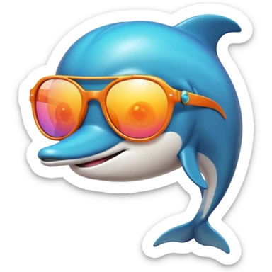 dolphin with 70s disco sunglasses sticker