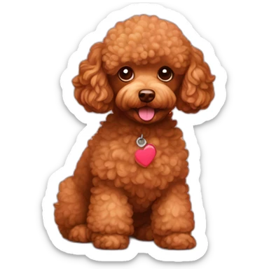Red toy poodle with hearts above head sticker
