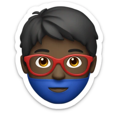 boy with dark blue balaclava and red tinted round glasses sticker
