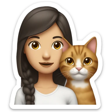 cat with brunette girl sticker