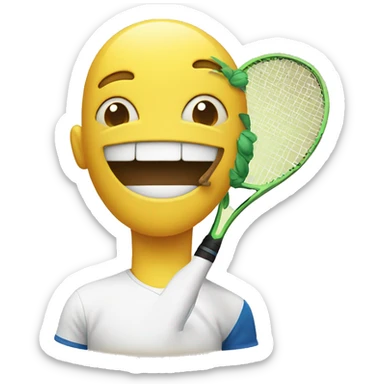 happy emoji wth tennis racket sticker