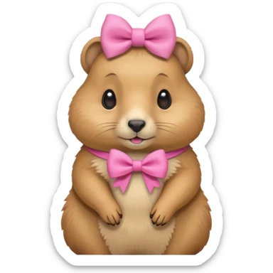 a praire dog with a pink bow on its ear sticker