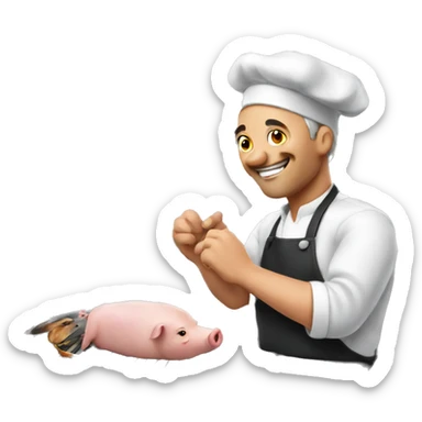 Man cooks pig sticker