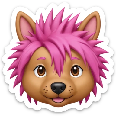 pink very spiky haired dog with earrings sticker