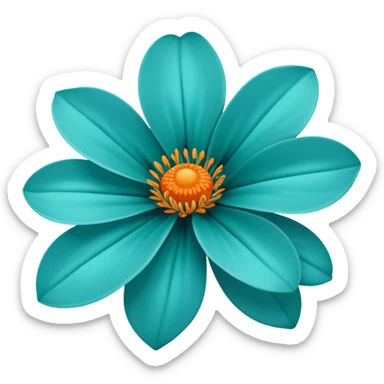 flower with teal petals and orange center sticker