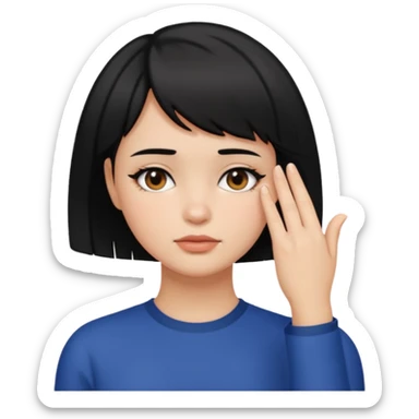 Girl with black hair and short hair  like boy hair who put her hand on her face like 🤦🏻‍♀️ sticker