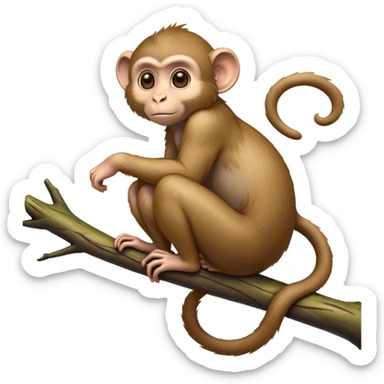 cinematic-Macaques-realistic-full-body-sitting-emoji,-slim-agile-frame-poised-on-a-branch,-long-tail-curled-slightly,-head-tilted-dramatically,-bright-playful-eyes-exuding-mischief,-simplified-yet-realistic-focused-features,-highly-detailed,-glowing-with-an-almost-sarcastic-glow sticker