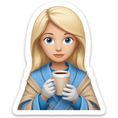 Blonde with blue eyes wrapped yphot coffee sticker