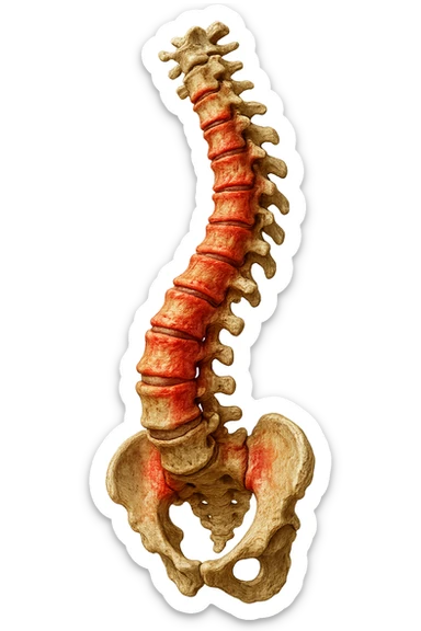 spina dorsale infiammata e storta, scoliosi, iperrealistico 4k sticker