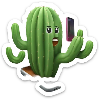 smartphone runing on  cactus  sticker