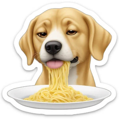 Un chien qui mange des pâtes a la carbonara sticker