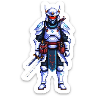 male cyborg samurai nomad with tech equipment sticker