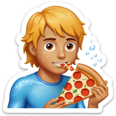 Surfer eating pizza  sticker