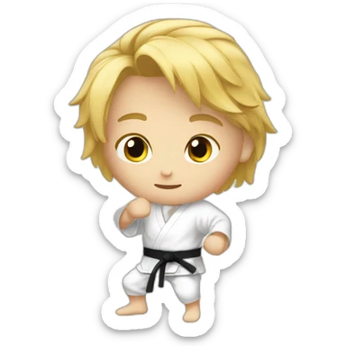 blond kid do karate blond hair sticker