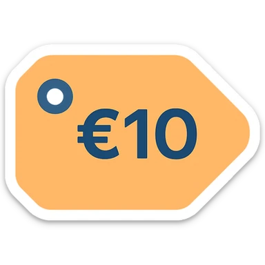 price tag with €10, bold and modern style sticker