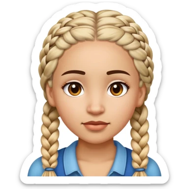 A women who is light skin and has braids and one small spot on her face sticker