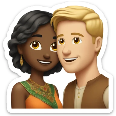 White guy in love with Indian girl sticker