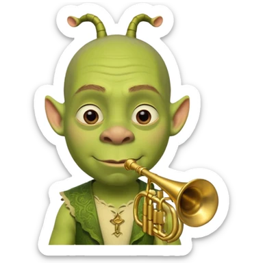 shrek sans cheveux et deux petites oreilles en forme de trompettes une sur chaque cote de son crane sticker