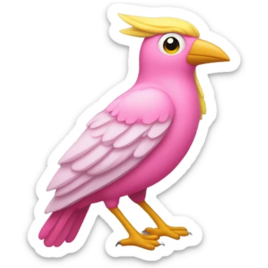 pink bird mom with a yellow beak and wings sticker