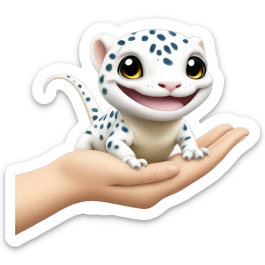 White leopard gecko in hand sticker