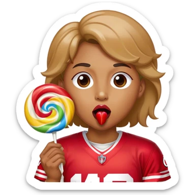 Gay pride 49ers fan licking rainbow lollipop sticker