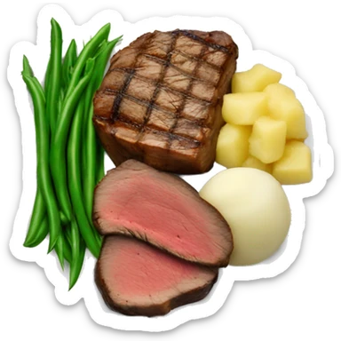 Steak mash potatoes and green bean dinner  sticker