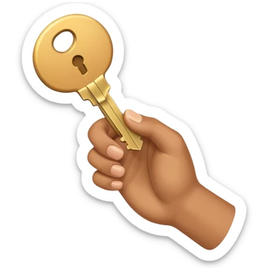 close-up of a hand with a key between fingers, emoji style sticker