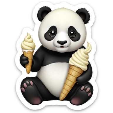 Panda eating ice cream sticker