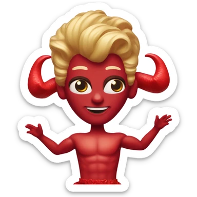 Red horned Satan Ken and Barbie dolls sticker