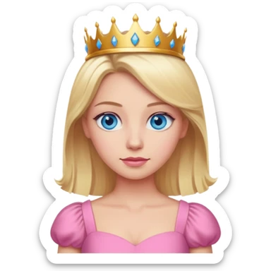 blonde queen blue eyes, pink dress sticker
