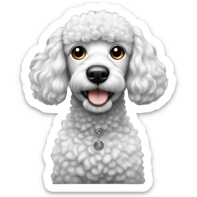 It's a poodle mixed with black and white, but the fish is black and the nose is a little white, and the forehead has a flame pattern sticker
