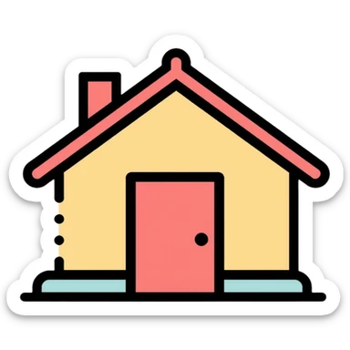 simple home house with roof and door sticker