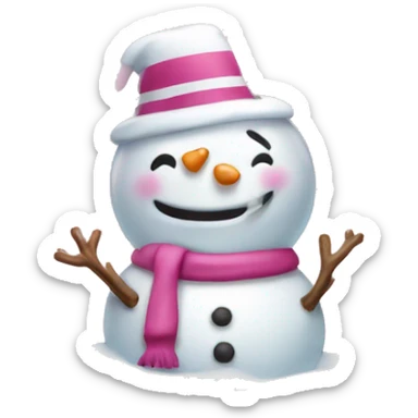 pink and white snow globe with a snowman inside  sticker