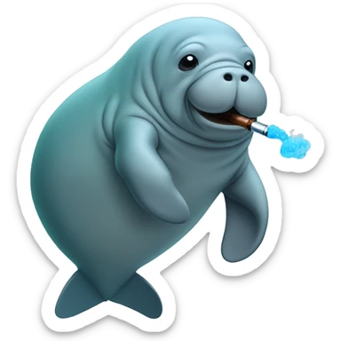Manatee with a vape sticker