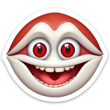 Please make Creature comes out of the eye of a another creature who has red skin and a wide smile with long teeth sticker