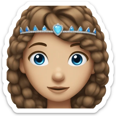 cozy girl with brown hair blue eyes and crown sticker
